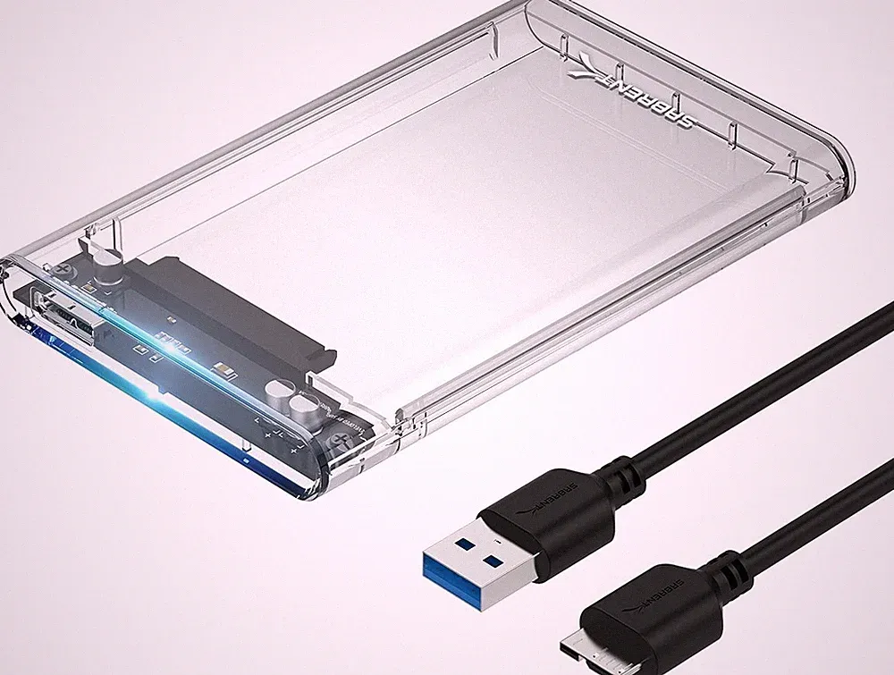 SABRENT 2.5 Inch SATA to USB 3.0 Tool Free Clear External Hard Drive Enclosure [