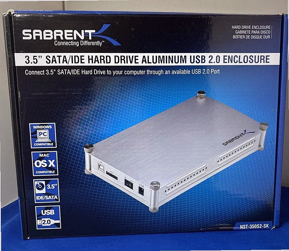 Sabrent USB 2.0 Aluminum Enclosure for 3.5” SATA / IDE Hard Drive