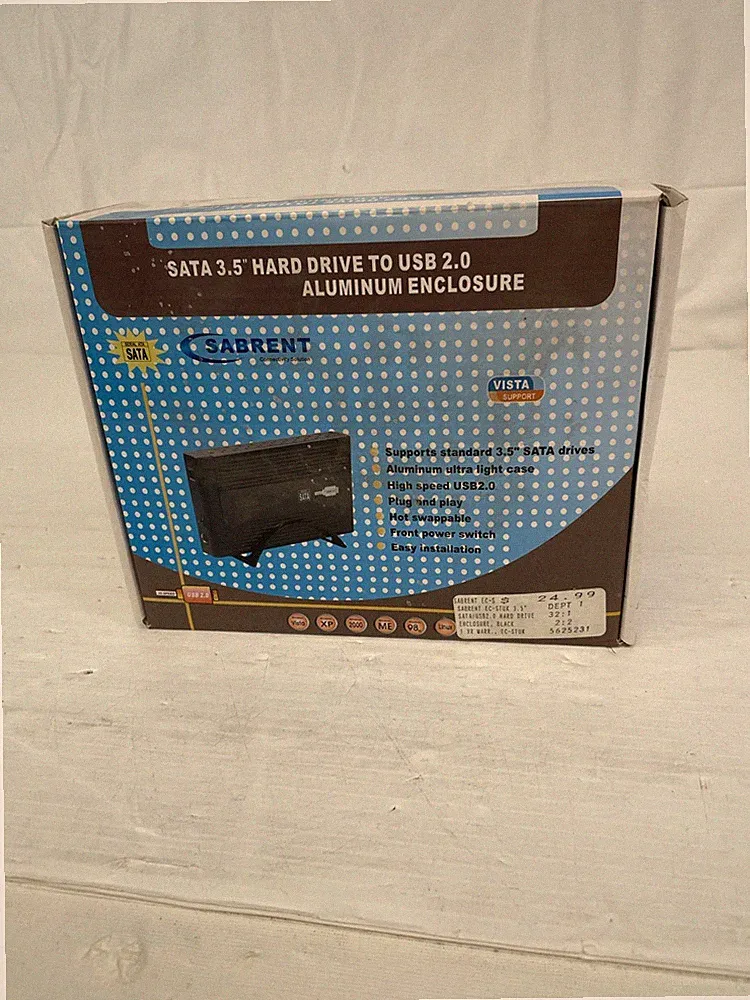 SABRENT USB 2.0 SATA HARD DRIVE ENCLOSURE, BLACK
